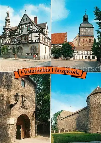 AK / Ansichtskarte Harzgerode Burg Stadtmauer Rathaus Harzgerode