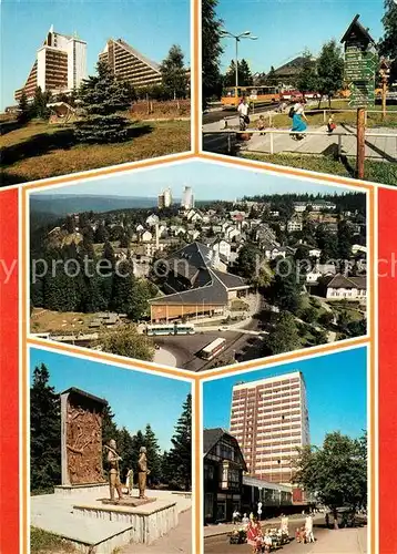 AK / Ansichtskarte Oberhof_Thueringen Hotel Panorama Oberer Hof FDGB Erholungsheim Rennsteig Forstarbeiter Denkmal Oberhof Thueringen