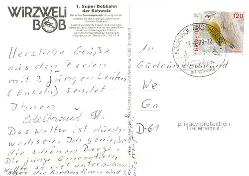 AK / Ansichtskarte Wirzweli Bobbahn Wirzweli