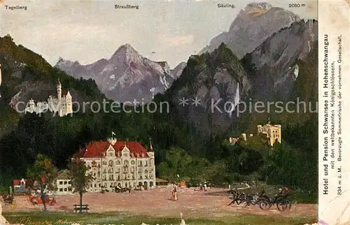 AK / Ansichtskarte Hohenschwangau Hotel Pension Schwansee Schloss  Hohenschwangau