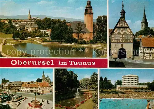 AK / Ansichtskarte Oberursel_Taunus Stadttor Schwimmbad Wasserfontaene Busbahnhof  Oberursel Taunus