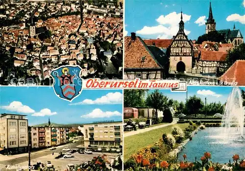 AK / Ansichtskarte Oberursel_Taunus Fliegeraufnahme Altes Rathaus Sankt Ursula Kumeliusplatz Allee Oberursel Taunus