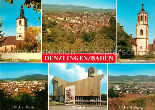 AK / Ansichtskarte Denzlingen Ev Kirche Panorama Storchenturm Kandel St Jakob Glottertal Denzlingen