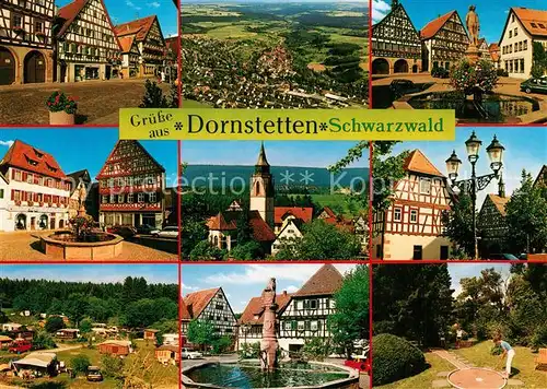 AK / Ansichtskarte Dornstetten_Wuerttemberg Fachwerkhaeuser Panorama Markt Brunnen Minigolf Dornstetten_Wuerttemberg