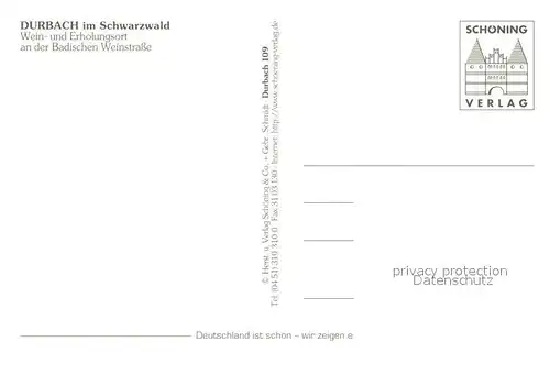 AK / Ansichtskarte Durbach Fliegeraufnahme Winzerkeller Fachwerk St Heinrichs Kirche Goldene Taube Panorama Staufenburg Klinik Talstrasse Durbach