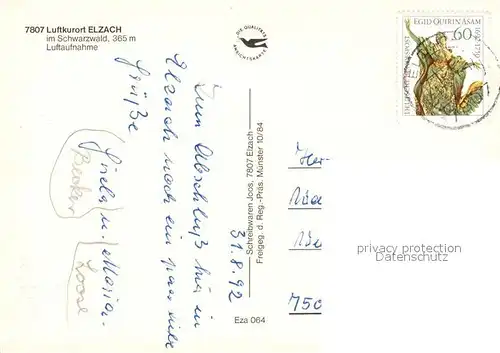 AK / Ansichtskarte Elzach Fliegeraufnahme Elzach