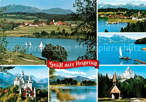 AK / Ansichtskarte Urspring_Steingaden Partien am Lechsee Schloss Kapelle Urspring_Steingaden