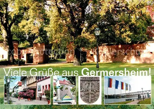 AK / Ansichtskarte Germersheim Strasse Brunnen Wappen Rheinbruecke Germersheim