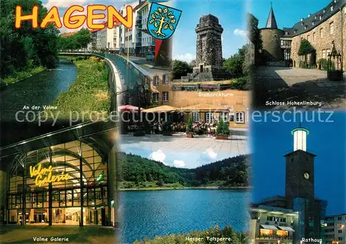 AK / Ansichtskarte Hagen_Westfalen Volmepartie Bismarckturm Schloss Hohenlimburg Volme Galerie Hasper Talsperre Rathaus Hagen_Westfalen