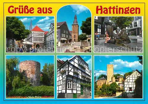 AK / Ansichtskarte Hattingen_Ruhr Altes Rathaus St Georg Turm der Stadtmauer Schloss Burg Blankenstein Hattingen Ruhr