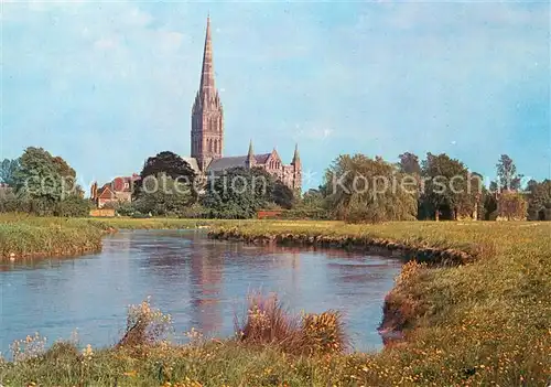 AK / Ansichtskarte Salisbury_Wiltshire Cathedral and River Avon 