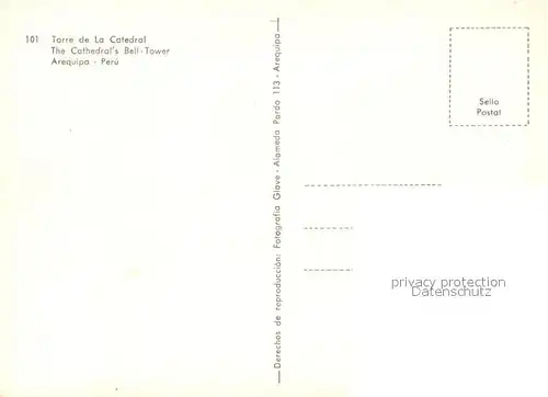 AK / Ansichtskarte Arequipa Torre de la Catedral Arequipa