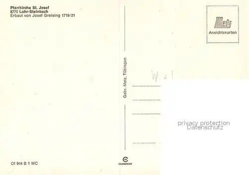 AK / Ansichtskarte Steinbach_Lohr_Main Pfarrkirche Sankt Josef Steinbach_Lohr_Main