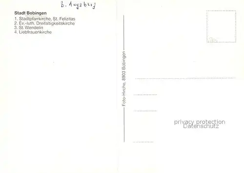 AK / Ansichtskarte Bobingen Stadtpfarrkirche Sankt Felizitas Dreifaltigkeitskriche Sankt Wendelin Bobingen