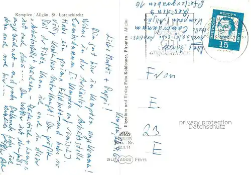 AK / Ansichtskarte Kempten_Allgaeu Sankt Lorenzkirche Kempten Allgaeu