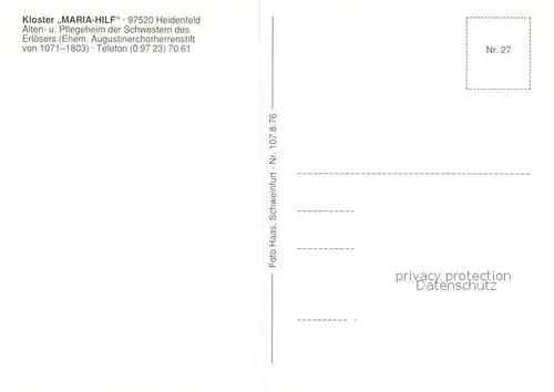AK / Ansichtskarte Heidenfeld Kloster Maria Hilf Heidenfeld