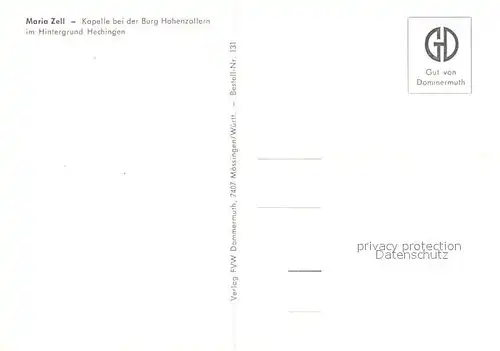 AK / Ansichtskarte Hechingen Maria Zell Kapelle Burg Hohenzollern Hechingen