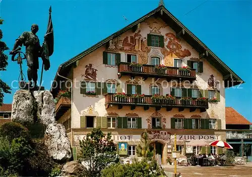 AK / Ansichtskarte Kochel_See Schmied von Kochel Denkmal Gasthof zur Post Lueftlmalerei Kochel_See