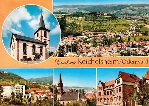 AK / Ansichtskarte Reichelsheim_Odenwald Kirchen Schloss Sanatorium Goettmann Gemeindeverwaltung Reichelsheim Odenwald