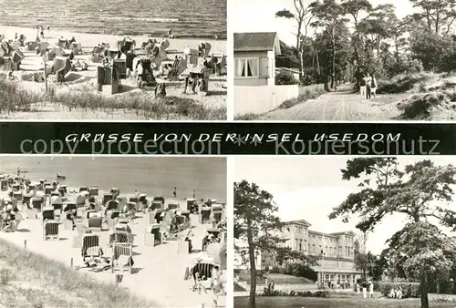 AK / Ansichtskarte Usedom Strand Bungalows Promenade Kurhaus Usedom