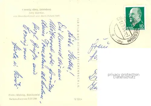 AK / Ansichtskarte Coswig_Sachsen Alte Kirche Baudenkmal 15. Jhdt. Coswig Sachsen