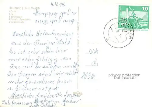 AK / Ansichtskarte Heubach_Thueringen FDGB Erholungsheim Hermann Duncker Cafe Bar Speisesaal Foyer Bauernstube Heubach Thueringen