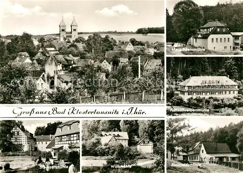 AK / Ansichtskarte Bad_Klosterlausnitz Ortsansicht mit Kirche Muehlen der Umgebung Bad_Klosterlausnitz