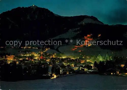 AK / Ansichtskarte Kitzbuehel_Tirol Panorama Nachtpiste gegen Hahnenkamm Kitzbuehel Tirol