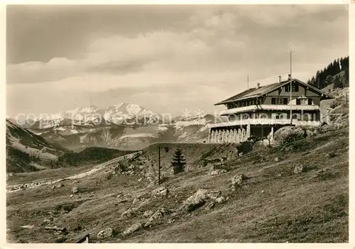 AK / Ansichtskarte Balderschwang Haus Ifenblick Erholungsheim Skiheim Polizeisportverein Frankfurt Alpenpanorama Balderschwang