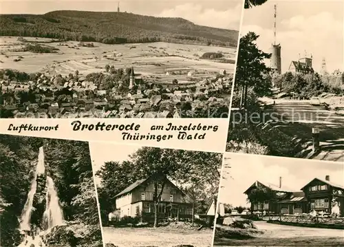 AK / Ansichtskarte Brotterode Panorama Luftkurort am Inselsberg Thueringer Wald Wasserfall Gaststaette Bergrestaurant Sender Brotterode
