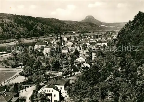 AK / Ansichtskarte Bad_Schandau Panorama mit Blick zum Lilienstein Tafelberg Nationalpark Saechsische Schweiz Bad_Schandau