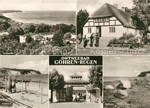 AK / Ansichtskarte Goehren_Ruegen Panorama Heimatstube Moenchgut Suedstrand Steilkueste Goehren Ruegen
