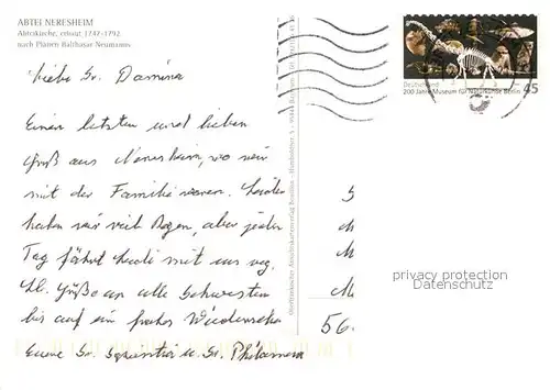 AK / Ansichtskarte Neresheim Abtei Abteikirche 18. Jhdt. Neresheim