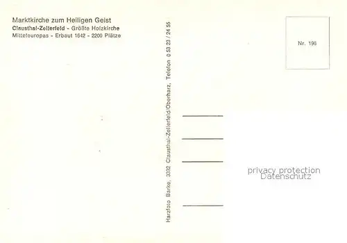 AK / Ansichtskarte Clausthal Zellerfeld Marktkirche zum Heiligen Geist Groesste Holzkirche Clausthal Zellerfeld