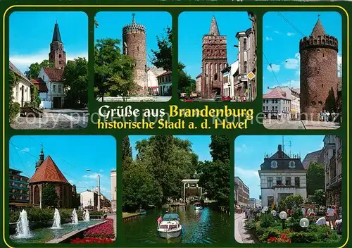 AK / Ansichtskarte Brandenburg_Havel Kirche Tuerme Wasserspiele Kanal Schleuse Innenstadt Brandenburg Havel
