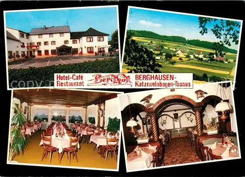 AK / Ansichtskarte Katzenelnbogen Hotel Cafe Restaurant Berghof Landschaftspanorama Katzenelnbogen