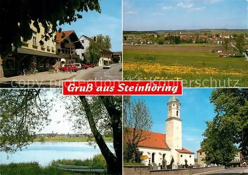 AK / Ansichtskarte Steinhoering Hauptstrasse Kirche Uferpartie am See Landschaftspanorama Steinhoering