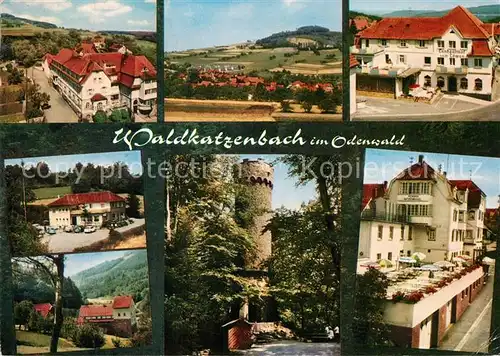 AK / Ansichtskarte Waldkatzenbach Hotel Restaurant Turm Landschaftspanorama Waldkatzenbach
