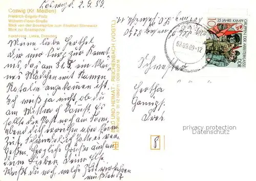 AK / Ansichtskarte Coswig_Sachsen Friedrich Engels Platz Wilhelm Florin Strasse Coswig Sachsen