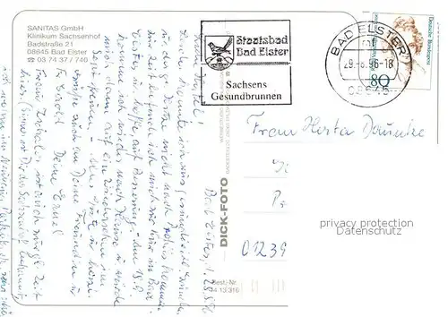 AK / Ansichtskarte Bad_Elster Sanitas GmbH Klinikum Sachsenhof Bad_Elster