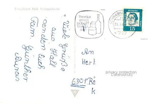 AK / Ansichtskarte Schwaebisch_Hall Michaelskirche Schwaebisch Hall