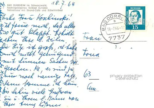 AK / Ansichtskarte Bad_Duerrheim Salinensee Strandcafe Schwimmbad Bad_Duerrheim