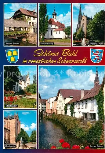 AK / Ansichtskarte Buehl_Baden An der Buehlot Klosterkirche St Peter und Paul Stadtgarten Kirchplatz Buehl_Baden