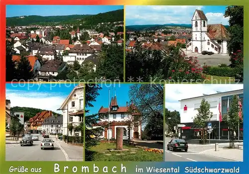 AK / Ansichtskarte Brombach_Loerrach Stadtblick Kirche Strasse Sparkasse Park Brombach Loerrach