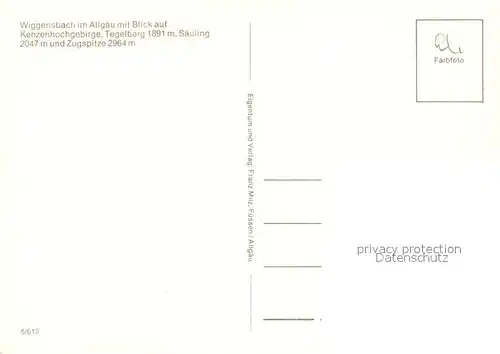 AK / Ansichtskarte Wiggensbach mit Kenzenhochgebirge Saeuling und Zugspitze Wiggensbach