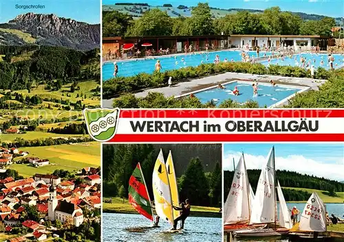 AK / Ansichtskarte Wertach Stadtblick Schwimmbad Surfer Segelboote Wertach