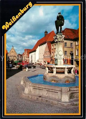 AK / Ansichtskarte Weissenburg_Bayern Kaiser Ludwig Brunnen mit Rathaus Weissenburg Bayern