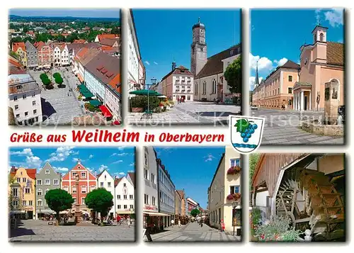 AK / Ansichtskarte Weilheim_Oberbayern Teilansichten Strassenpartien Muehlrad Weilheim Oberbayern
