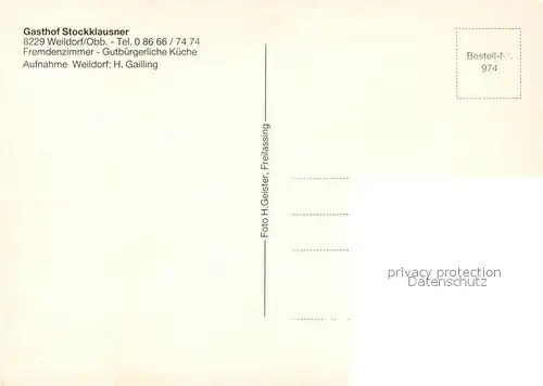 AK / Ansichtskarte Weildorf_Oberbayern Kirche Gasthof Stockhauser Restaurant Weildorf Oberbayern