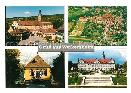 AK / Ansichtskarte Weikersheim Schloss Marktplatz Fliegeraufnahme Park Gelbes Haus im Wildpark Karlsberg Weikersheim